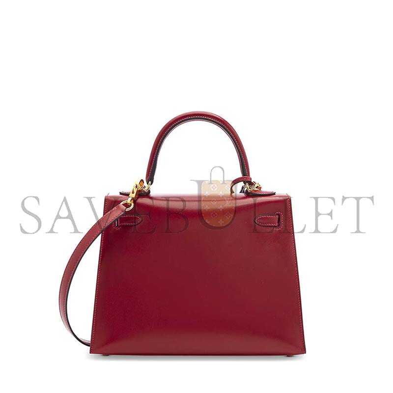 HERMÈS A ROUGE H CALF BOX LEATHER KELLY 25 WITH GOLD HARDWARE (25*17*7cm)